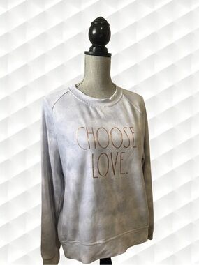 RAE DUNN Cozy Casual Two-Tone Light Gray Crewneck Sweatshirt